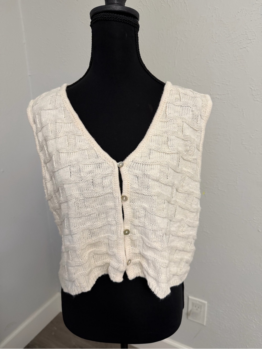 By Together Cream Knit Button-Front Women's Sweater Vest